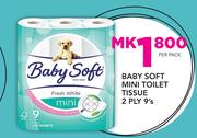 Baby Soft Mini Toilet Tissue 2 Ply 9's-Per Pack