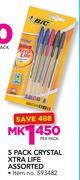 Bic 5 Pack Crystal Xtra Life Assorted-Per Pack