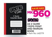 Game A4 2 Quire 192 Page Feint & Margin Book-Each