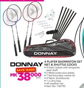 Donnay 4 Player Badminton Set Net & Shuttle Cocks-Each