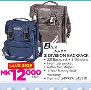 Blue Juice 3 Division Backpack-Each