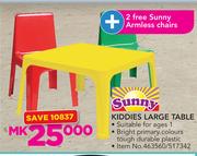 Sunny Kiddies Large Table Plus 2 Free Sunny Armless Chairs