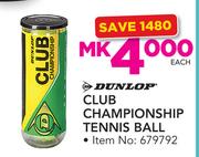 Dunlop Club Championship Tennis Ball-Each