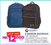 Aspen 3 Division Backpack-Each