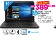 HP 14" Intel Core i3 Notebook 14-BS020NI