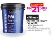 Homestead Fast Hide Matt PVA White-20Ltr
