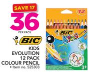 BIC Kids Evolution 12 Pack Colour Pencils-Per Pack