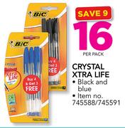 BIC Crystal Xtra Life In Black And Blue-Per Pack