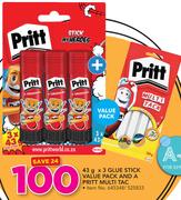 Pritt 3x43g Glue Stick Value Pack And A Pritt Multi Tac