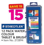 Staedtler 12 Pack Water Colour Tablet & Brush