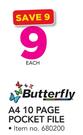 Butterfly A4 10 Page Pocket File-Each