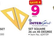 Interstat Set Square 26cm 45 Degree-Each