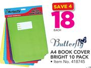 Butterfly A4 Book Cover Bright 10 Pack-Each