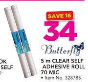 Butterfly 5m Clear Self Adhesive Roll 70 Mic