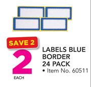 Labels Blue Border 24 Pack-Each