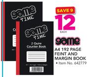 Game A4 192 Page Feint And Margin Book-Each
