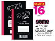 Game A4 3 Quire 288 Page Counter Book