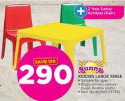Sunny Kiddies Large Table + 2 Free Sunny Armless Chairs