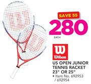 Wilson US Open Junior Tennis Racket 23" Or 25"-Each