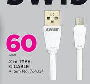 Swiss 2m Type C Cable-Each