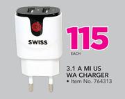 Swiss 3.1 A MI US Wall Charger-Each