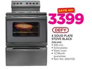 Defy 4 Solid Plate Stove Black DSS-494