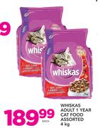 Whiskas Adult 1 Year Cat Food-4Kg Each