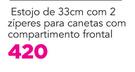 Estojo de 33cm Com 2 Ziperes Para Canetas Com Compartimento Frontal