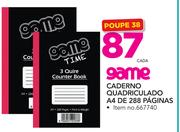 Game Caderno Quadriculado A4 De 288 Paginas-cada