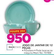 Mainstays Jogo de Jantar de 12 Pecas