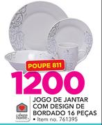 Always Home Jogo de Jantar Com Design de Bordado 16 Pecas