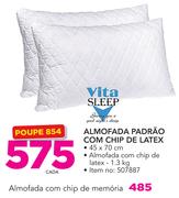 Vita Sleep Almofada Padrão com Chip de Látex-cada