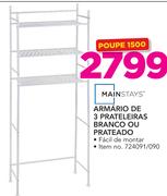 Mainstays armario de 3 prateleiras Branco ou Prateado