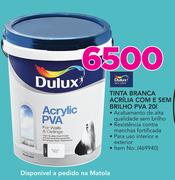 Dulux Tinta Branca Acrílica Com E Sem Brilho PVA-20Ltr