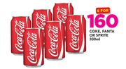 Coke, Fanta Or Sprite-6 x 330ml