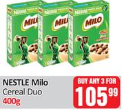 Nestle Milo Cereal Duo-For 3 x 400g