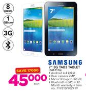 Samsung 7" 3G Tab3 Tablet SM-T116-Each