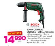 Bosch 500W Compact Corded Drill PSB 500RE