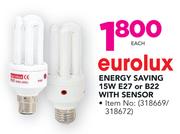 Eurolux Energy Saving 15W E27 Or B22 With Sensor-Each