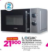 Logik 20Ltr Silver Manual Microwave P70H20L