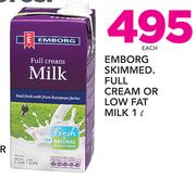 Emborg Skimmed Full Cream Or Low Fat Milk-1Ltr Each