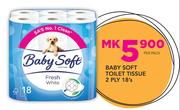 Baby Soft Toilet Tissue 2 Ply-18 Per Pack