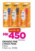 Bic Orange Fine Pens-2 Per Pack