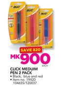 Bic Click Medium Pen-2 Per Pack