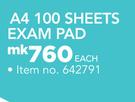 Game A4 100 Sheet Exam Pad-Each