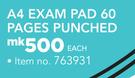 Game A4 60 Pages Punched Exam Pad-Each