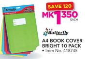 Butterfly A4 Book Cover Bright 10 Pack