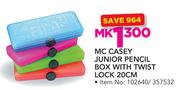 MC Casey Junior Pencil Box With Twist Lock 20cm-Each