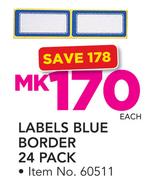 Labels Blue Border 24 Pack-Each