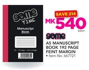 Game A5 Manuscript Book 192 Page Feint Margin-Each